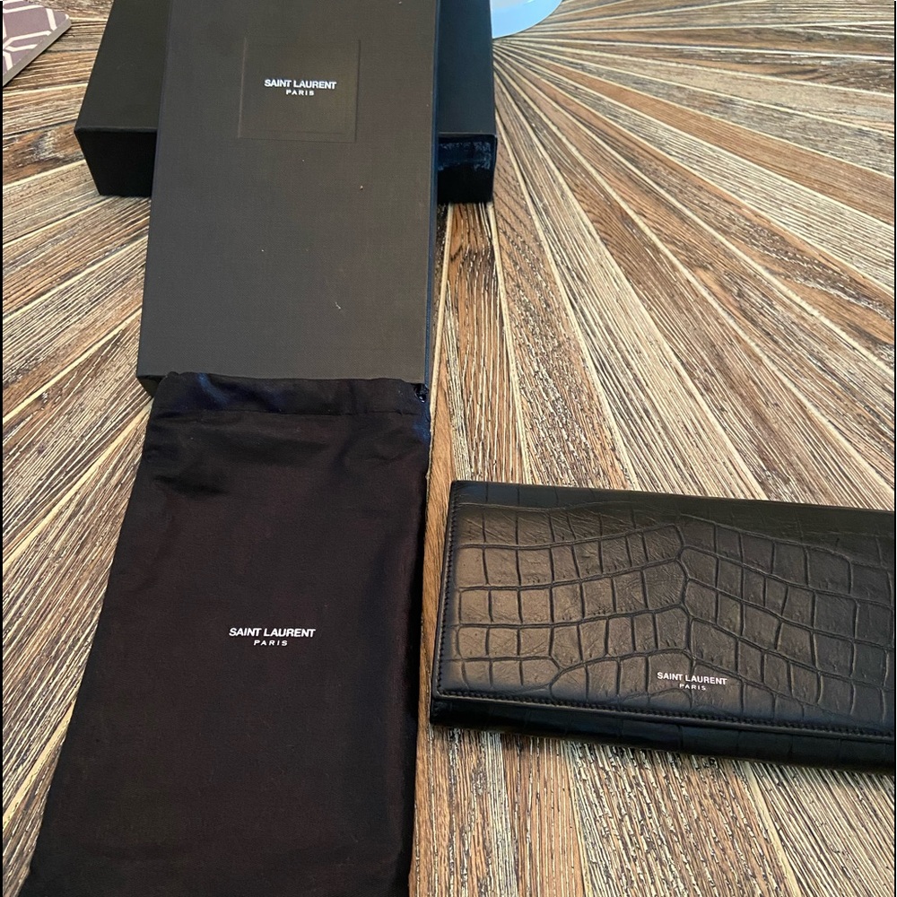 YSL Black Leather Wallet.